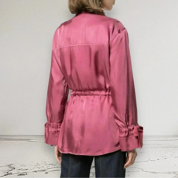 NWT CINQ À SEPT MathieuTwill Satin Jacket Mauve Pink Size M - Picture 4 of 17